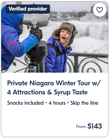 Private Niagara Winter Tour w 4 Attractions & Syrup Taste