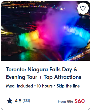 Toronto Niagara Falls Day & Evening Tour + Top Attractions